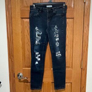 CIELO JEANS USA Jeans Junior's 13 Mid-Rise Stretch Distressed Skinny Blue Denim